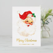 Niedlicher Vintager Weihnachtsmann Folien Feiertagskarte (Stehend vorne)