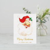 Niedlicher Vintager Weihnachtsmann Folien Feiertagspostkarte (Stehend vorne)