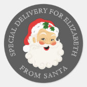 Niedlicher Vintager Weihnachtsmann Weihnachtsklass Runder Aufkleber (Vorderseite)