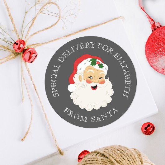 Niedlicher Vintager Weihnachtsmann Weihnachtsklass Runder Aufkleber