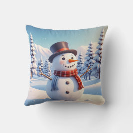Niedlicher Vintager Winterschneemann Frohe Weihnac Kissen