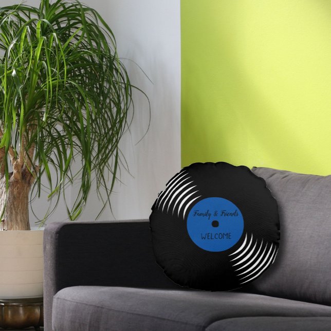 Niedlicher Vinyl Record Willkommenskissen Rundes Kissen (Von Creator hochgeladen)
