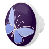 Niedlicher Violet Blauer Schmetterling Doodle Keramikknauf (Rechts)