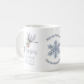 Niedlicher Vogel an einem Zweig. Rote Berries. Hap Kaffeetasse (Vorderseite Links)