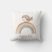 Niedlicher Vogel auf einem Boho-Regenbogen mit Bab Kissen (Vorderseite)