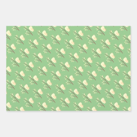 Niedlicher Vogel auf einem Zweig, der Papierblätte Geschenkpapier Set (Vorderseite 3)