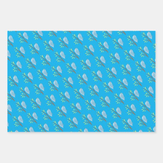 Niedlicher Vogel auf einem Zweig, der Papierblätte Geschenkpapier Set (Vorderseite 2)