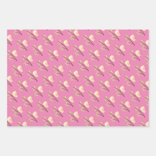 Niedlicher Vogel auf einem Zweig, der Papierblätte Geschenkpapier Set (Vorderseite)