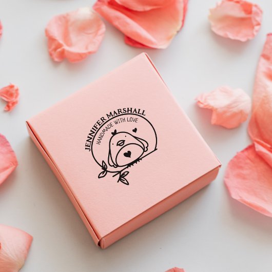 Niedlicher Vogel Handmade with Liebe by (individue Gummistempel