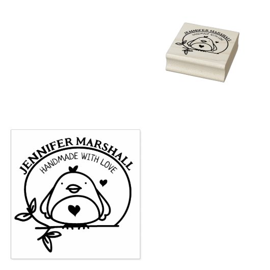 Niedlicher Vogel Handmade with Liebe by (individue Gummistempel (Stempel)