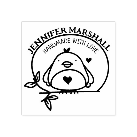 Niedlicher Vogel Handmade with Liebe by (individue Gummistempel (Prägung)