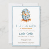 Niedlicher Vogel-Hatching Boy Blue Baby-Dusche Einladung (Vorderseite)