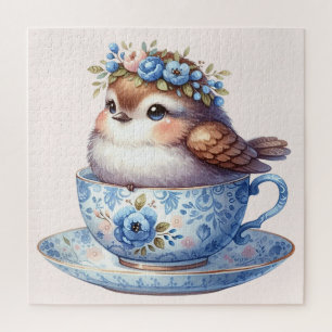 Niedlicher Vogel im floralen Teakonzern Kunst, Dic Puzzle