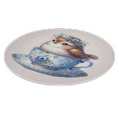 Niedlicher Vogel im floralen Teakonzern Kunst, Dic Schneidebrett (Ecke)