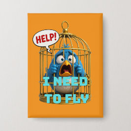 Niedlicher Vogel im Käfig Freiheit & Tier  Button