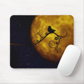 Niedlicher Vogel im Mondschein Mousepad (Mit Mouse)