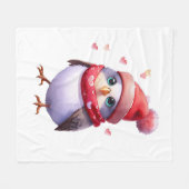 Niedlicher Vogel in Hut und Schal. Weihnachtswasse Fleecedecke (Vorderseite (Horizontal))