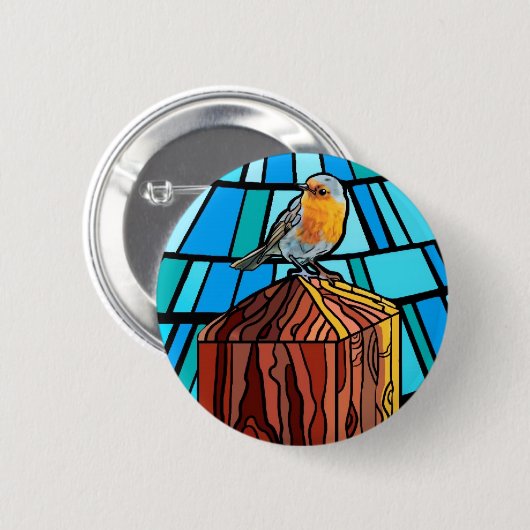 Niedlicher Vogel in lebendiger Farbe Button (Vorne & Hinten)