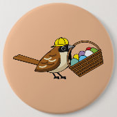 Niedlicher Vogel mit bunten Eierkörben Button (Vorderseite)