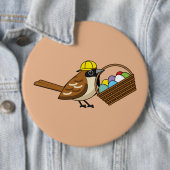 Niedlicher Vogel mit bunten Eierkörben Button (Beispiel)