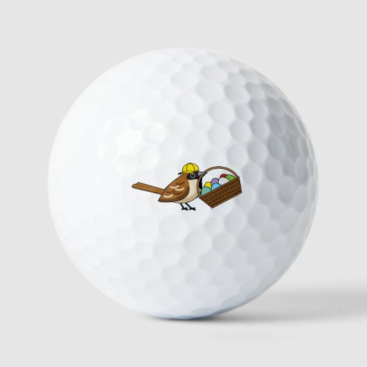 Niedlicher Vogel mit bunten Eierkörben Golfball (Vorderseite)