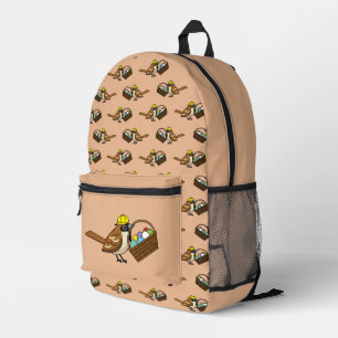 Niedlicher Vogel mit farbenfrohen Eierkörben Muste Bedruckter Rucksack