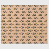 Niedlicher Vogel mit farbenfrohen Eierkörben Muste Geschenkpapier (Flach)