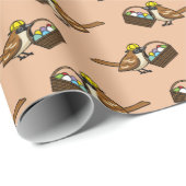 Niedlicher Vogel mit farbenfrohen Eierkörben Muste Geschenkpapier (Rolleneckpunkt)