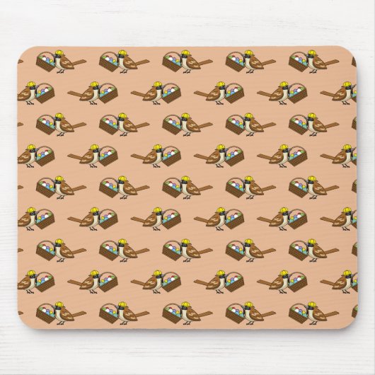 Niedlicher Vogel mit farbenfrohen Eierkörben Muste Mousepad (Vorne)