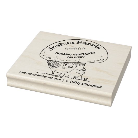 Niedlicher Vogel mit Pilz, Bio Lebensmittelversorg Gummistempel (Stempel)