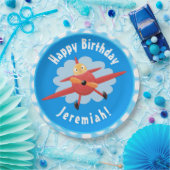Niedlicher Vogel mit rotem Cartoon personalisiert Pappteller (Party)
