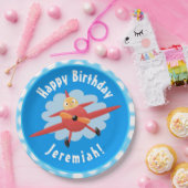 Niedlicher Vogel mit rotem Cartoon personalisiert Pappteller (Party)