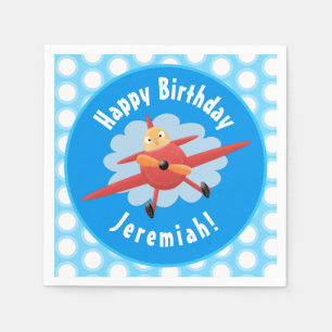 Niedlicher Vogel mit rotem Cartoon personalisiert Serviette