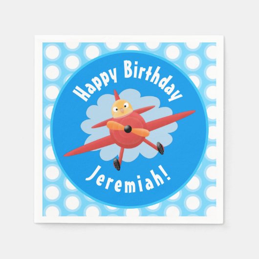 Niedlicher Vogel mit rotem Cartoon personalisiert Serviette (Vorderseite)