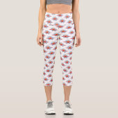 Niedlicher Vogel mit rotem Flugzeug Cartoon Abbild Capri Leggings (Vorderseite)