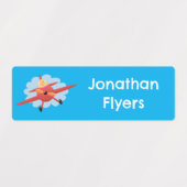 Niedlicher Vogel mit rotem Flugzeug Cartoon Abbild Etiketten (Design 2)