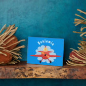 Niedlicher Vogel mit rotem Flugzeug Cartoon Abbild Fotoplatte (Seite)