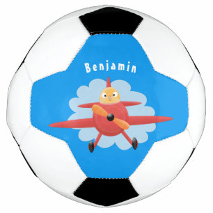 Niedlicher Vogel mit rotem Flugzeug Cartoon Abbild Fußball