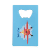 Niedlicher Vogel mit rotem Flugzeug Cartoon Abbild Geldbeutel Flaschenöffner (Rückseite)