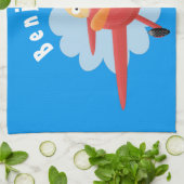 Niedlicher Vogel mit rotem Flugzeug Cartoon Abbild Geschirrtuch (Gefaltet)