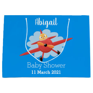 Niedlicher Vogel mit rotem Flugzeug Cartoon Abbild Große Geschenktüte