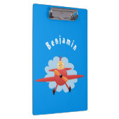 Niedlicher Vogel mit rotem Flugzeug Cartoon Abbild Klemmbrett (Rechts)