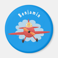 Niedlicher Vogel mit rotem Flugzeug Cartoon Abbild