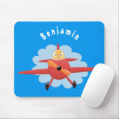 Niedlicher Vogel mit rotem Flugzeug Cartoon Abbild Mousepad (Mit Mouse)