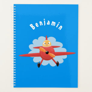 Niedlicher Vogel mit rotem Flugzeug Cartoon Abbild Planer