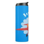 Niedlicher Vogel mit rotem Flugzeug Cartoon Abbild Thermosbecher (Nach links gedreht)