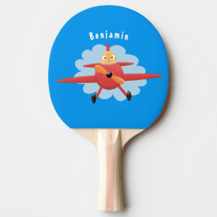 Niedlicher Vogel mit rotem Flugzeug Cartoon Abbild Tischtennis Schläger