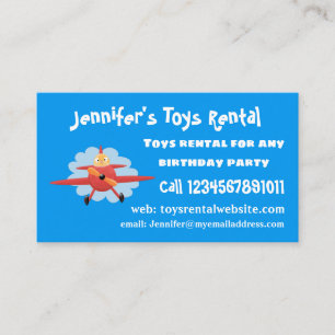 Niedlicher Vogel mit rotem Flugzeug Cartoon Abbild Visitenkarte