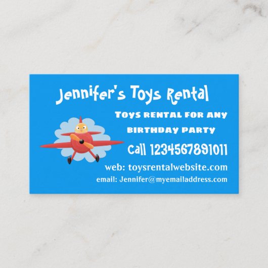Niedlicher Vogel mit rotem Flugzeug Cartoon Abbild Visitenkarte (Vorderseite)