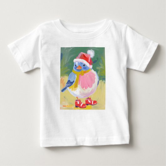 Niedlicher Vogel mit roten Stiefeln und einer Weih Baby T-shirt (Vorderseite)